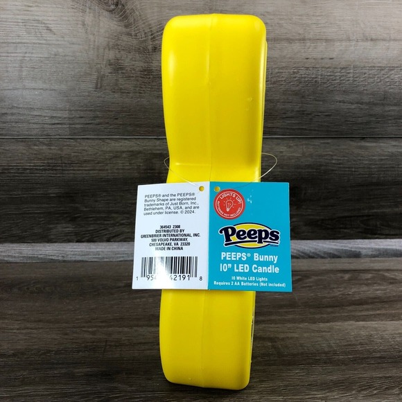 10” Yellow Peeps Blow Mold Plastic Bunny New Battery Operated LED Easter Decor - Picture 8 of 10